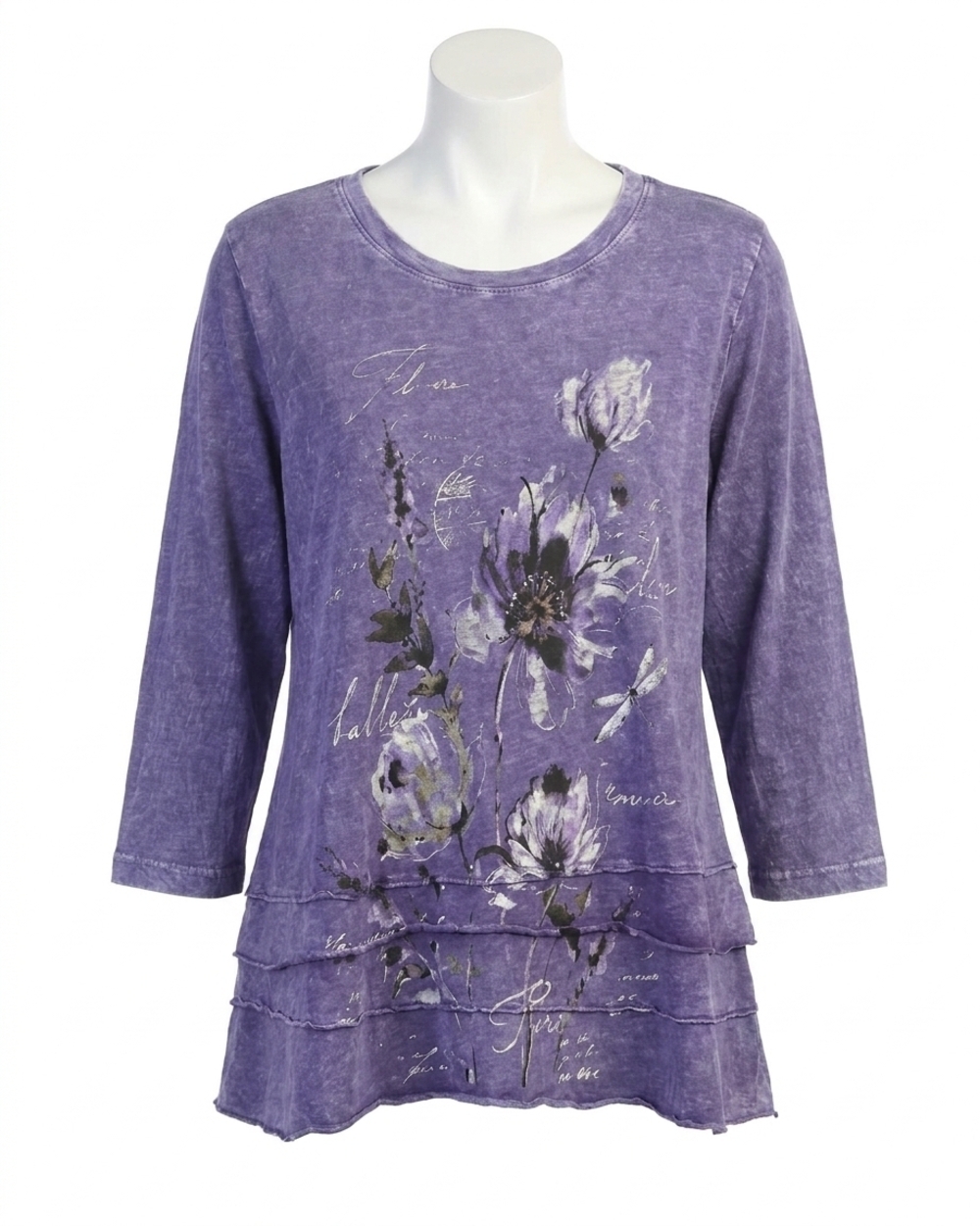NEW JESS & JANE ballet mineral washed cotton layered top in purple
